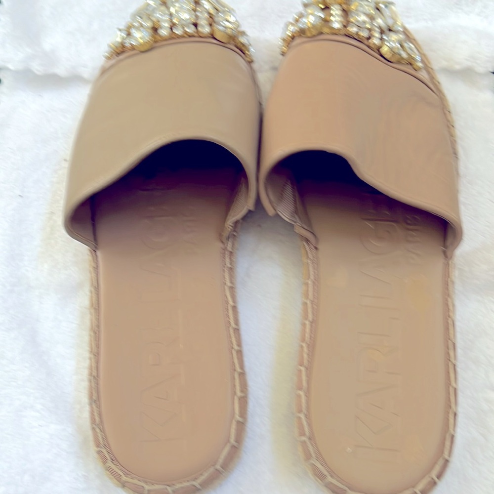 Embellished Karl Lagerfeld Beautiful Beige Mules size 9